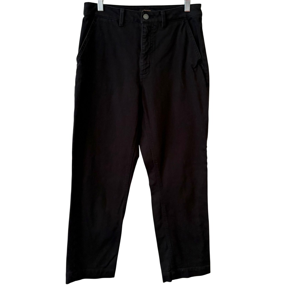 Quince Black Organic Stretch Cotton Twill Straight Leg Cropped Pants in Size 4
